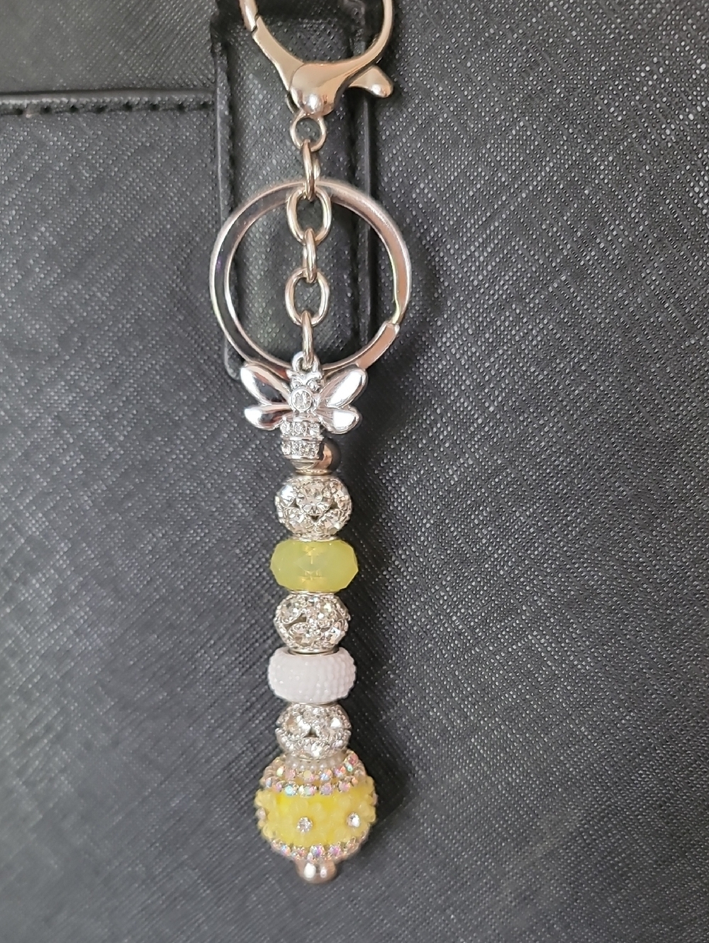 Yellow + White Bee Garden Keychain Charm